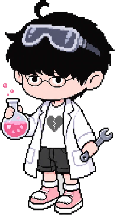 The NETZSCH lab boy in a lab coat, holding a flask