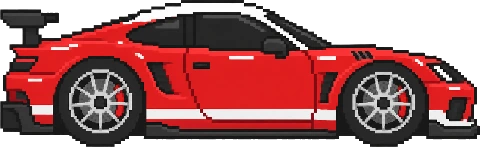 A red pixel-art GT race car, side on